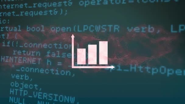 Animation Des Graphen Über Der Datenverarbeitung Globales Geschäft Datenverarbeitung Verbindungen — Stockvideo
