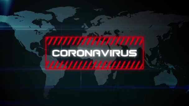 Animatie Van Coronavirus Tekst Wereldkaart Global Covid Pandemie Wetenschap Verbindingen — Stockvideo