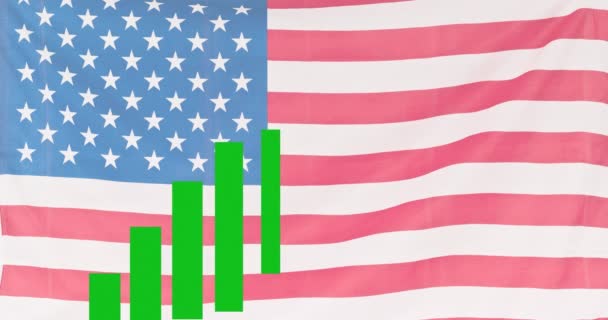 Animación Procesamiento Estadístico Sobre Ondear Bandera Estados Unidos América Patriotismo — Vídeo de stock