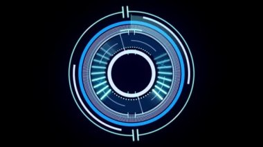 Siyah arkaplan üzerindeki tarama alanının animasyonu. küresel bağlantılar, veri işleme ve dijital arayüz konsepti dijital olarak oluşturulmuş video.