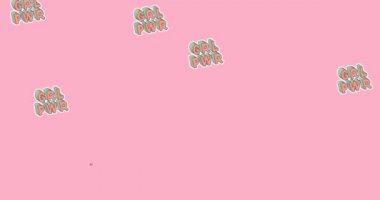 Güneş gözlüğü takan bir kadın üzerinde kız güç mesajı animasyonu. kadın gücü, feminizm ve cinsiyet eşitliği konsepti dijital olarak oluşturulmuş video.