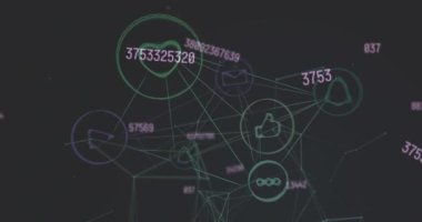 Dijital insan modeli üzerinden veri işleme ve ikonlarla bağlantı ağının animasyonu. küresel veri işleme, hesaplama ve dijital arayüz kavramı dijital olarak oluşturulmuş video.