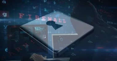 Çevrimiçi güvenlik asma kilidi ve hackerdan siber saldırı uyarısı. küresel internet güvenliği, veri işleme, bağlantılar ve dijital arayüz konsepti dijital olarak oluşturulmuş video.