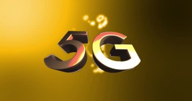 Yeşil arkaplandaki yıldırımlar üzerinden 5G metnin animasyonu. Sosyal medya ve iletişim arayüzü kavramı dijital olarak oluşturulmuş video.
