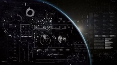 Dünya çapında finansal veri işleme animasyonu. küresel iş, finans, veri işleme ve dijital arayüz kavramı dijital olarak oluşturulmuş video.