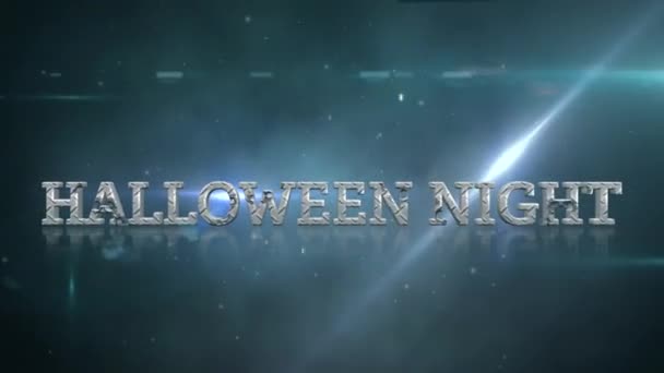 Animatie Van Halloween Nacht Tekst Lichte Vlekken Bliksem Zwarte Achtergrond — Stockvideo