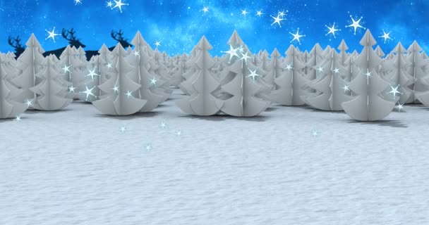 Анимация Елок Зимних Пейзажах Рождество Традиции Концепция Празднования Цифрового Видео — стоковое видео
