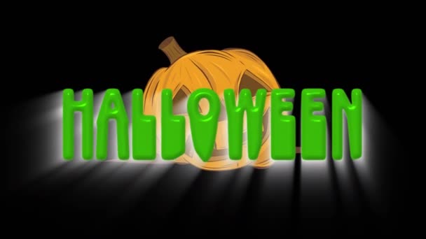 Animación Fiesta Halloween Calabaza Manos Murciélago Sobre Fondo Negro Halloween — Vídeo de stock