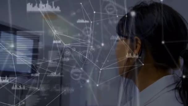 Animation Des Netzwerks Von Verbindungen Und Der Datenverarbeitung Über Ärzte — Stockvideo