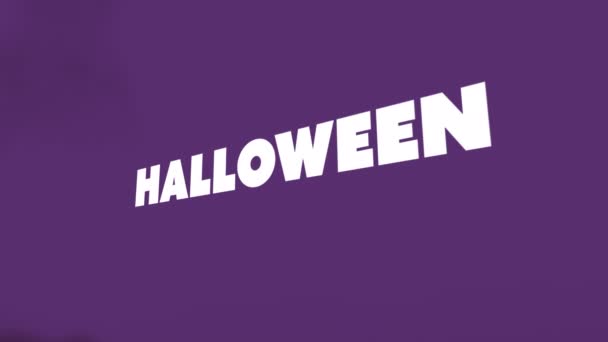 紫色の背景にハロウィンの挨拶やコウモリのアニメーション ハロウィーンの伝統とお祝いのコンセプトデジタル生成ビデオ — ストック動画