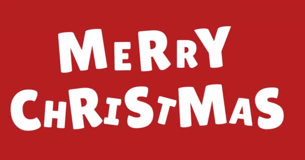 Анимация Рождественских Поздравлений Текст Белыми Буквами Красном Фоне Рождество Зима — стоковое видео
