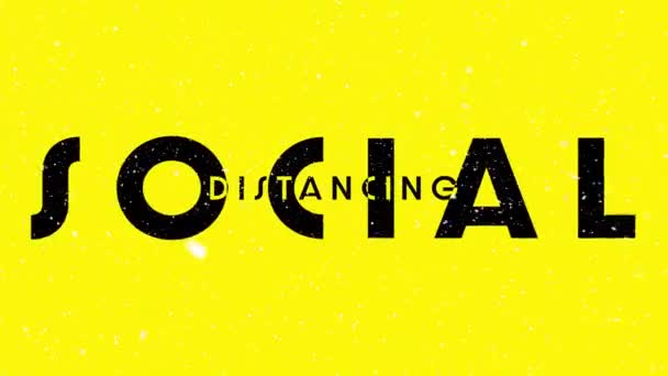 Animation Snow Falling Social Distancing Text Yellow Background Global Covid — Stock Video