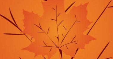 Sonbahar portakal yapraklarının hareketsiz döngüsünün animasyonu. sonbahar, sonbahar, sezon, doğa, desen ve renk konsepti dijital olarak oluşturulmuş video.