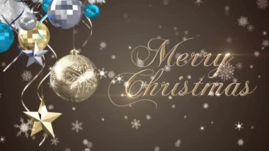 Köknar ağacı dallarının animasyonu Noel metniyle evlenir. Noel, gelenek ve kutlama konsepti dijital olarak oluşturuldu.