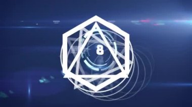 Mavi arka planda tarama, sayma ve veri işleme alanlarının animasyonu. küresel bağlantılar, veri işleme ve dijital arayüz konsepti dijital olarak oluşturulmuş video.