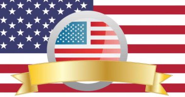 ABD bayrağının ikinci bayrağı üzerindeki yıldızlarla canlandırılması. Amerikan vatanseverliği, gelenek ve kutlama konsepti dijital olarak oluşturulmuş video.