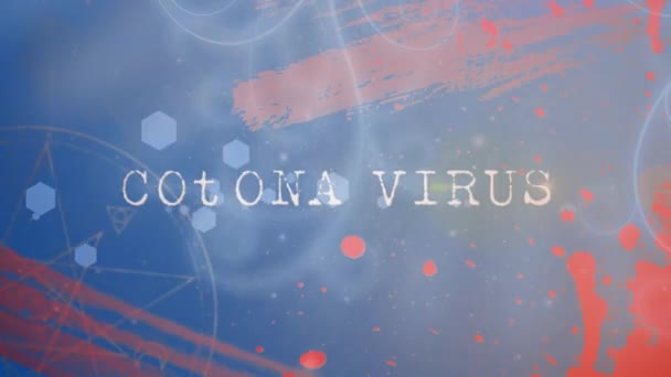 Animación Del Texto Del Virus Corona Sobre Patrón Rojo Azul — Vídeo de stock