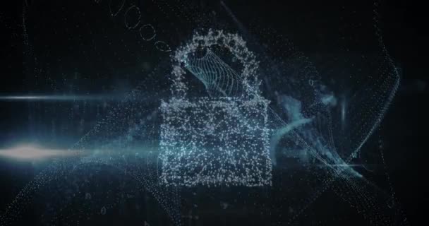 Animación Escaneo Números Candado Seguridad Línea Seguridad Global Internet Procesamiento — Vídeos de Stock