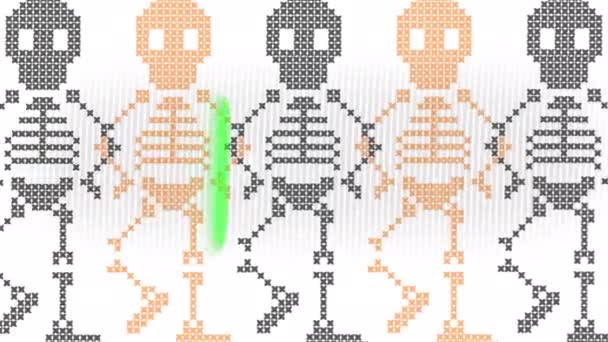 Animation Halloween Greetings Skeletons Moving White Background Halloween Tradition Celebration — Stock Video