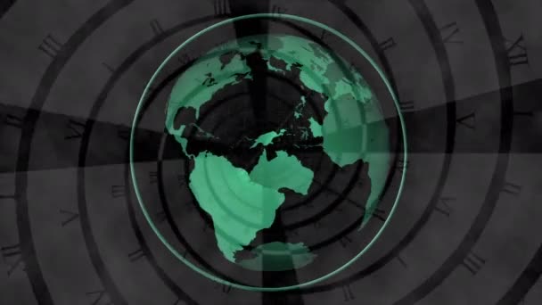 Animación Red Conexiones Sobre Reloj Conexiones Globales Procesamiento Datos Concepto — Vídeos de Stock