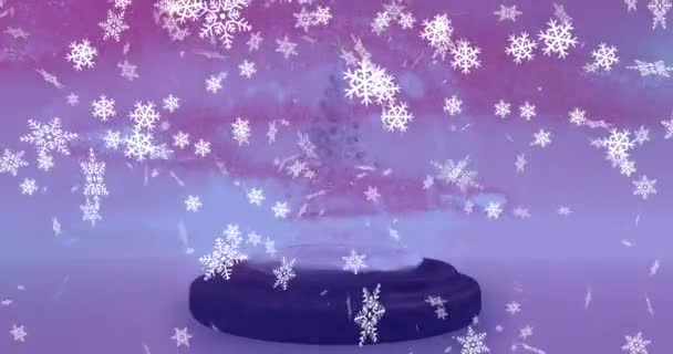 Animace Sněhu Padajícího Sněhovou Kouli Modrém Pozadí Vánoční Tradiční Slavnostní — Stock video