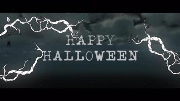 Animation Halloween Greetings Branches Night Sky Background Halloween Tradition Celebration — Stock Video