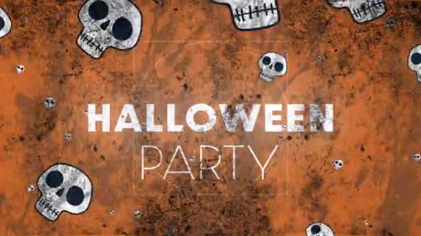 Animação Cumprimentos Halloween Crânios Flutuantes Fundo Laranja Enferrujado Halloween Tradição — Vídeo de Stock