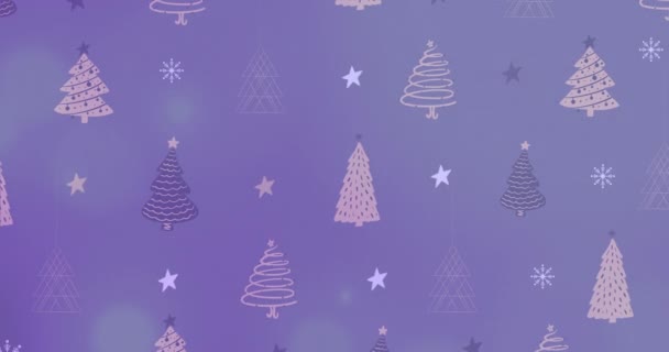 Animatie Van Sterren Kerstboom Patroon Donkere Achtergrond Kerstmis Traditie Viering — Stockvideo