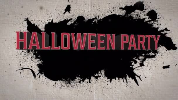 Animacja Halloween Party Tekst Nad Czarnymi Plamami Czarnym Tle Halloween — Wideo stockowe