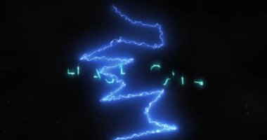 Siyah arkaplandaki yıldırımlar üzerinden flash satış metninin animasyonu. perakende ve alışveriş konsepti dijital olarak oluşturulmuş video.