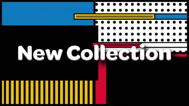 Animacja Nowego Tekstu Kolekcji Kolorowym Tle Koncepcja Handlu Detalicznego Zakupów — Wideo stockowe