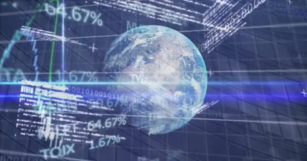 Animação Estatísticas Codificação Binária Processamento Dados Todo Mundo Conceito Global — Vídeo de Stock