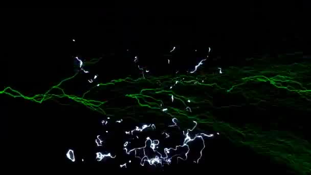 Animation Green Electrical Current White Flashes Black Background Electricity Communication — Stock Video