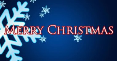 Kar yağarken atılan mutlu noel mesajının animasyonu. Noel, kış, gelenek ve kutlama konsepti dijital olarak oluşturulmuş video.