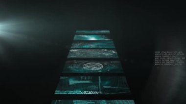 Siyah arkaplanda veri işleme animasyonu. küresel hesaplama, veri işleme, bağlantılar ve dijital arayüz konsepti dijital olarak oluşturulmuş video.