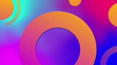 Renkli arkaplan üzerinde geometrik grafiklerin animasyonu. renk, hareket ve enerji arkaplan kavramı, dijital olarak oluşturulmuş video.