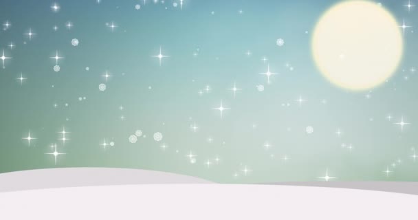 秋の雪の上に赤い文字でクリスマスと新年の挨拶テキストのアニメーション クリスマス 伝統とお祝いのコンセプトデジタルで生成されたビデオ — ストック動画