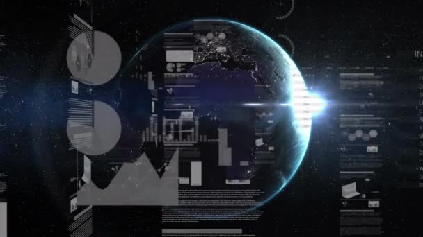全球金融数据处理的动画化 全球商业 数据处理和数字视讯接口概念 — 图库视频影像