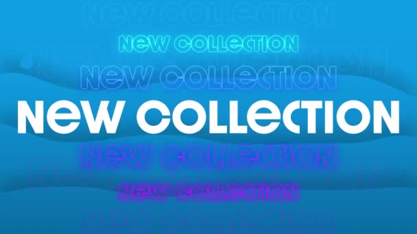 Mavi Arkaplanda Tekrarlanan Yeni Koleksiyon Metninin Canlandırması Perakende Alışveriş Konsepti — Stok video