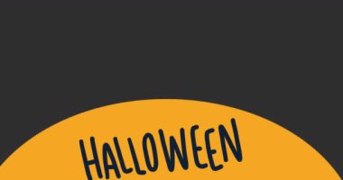 Gri üzerine balkabağı üzerine cadılar bayramı metni animasyonu. Cadılar bayramı geleneği ve dijital olarak oluşturulan kutlama konsepti.