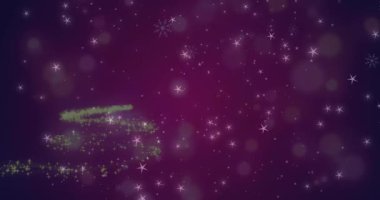 Parlayan noel ağacının üzerine düşen noktaların animasyonu. Noel, gelenek ve kutlama konsepti dijital olarak oluşturuldu.