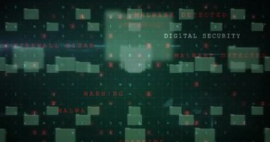 Tarama, numaralar, klasörler ve çevrimiçi güvenlik kilidi animasyonu. küresel internet güvenliği, veri işleme, bağlantılar ve dijital arayüz konsepti dijital olarak oluşturulmuş video.