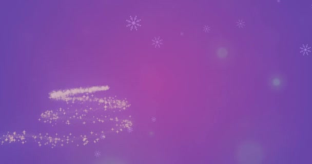 Animación Nieve Cayendo Sobre Brillante Árbol Navidad Navidad Tradición Concepto — Vídeos de Stock