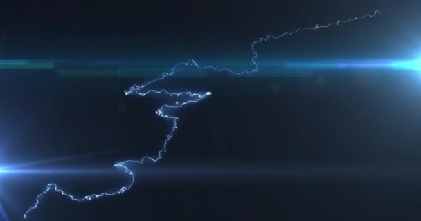 Animation Éclairs Bleus Lumineux Faisceau Lumière Blanche Sur Fond Sombre — Video