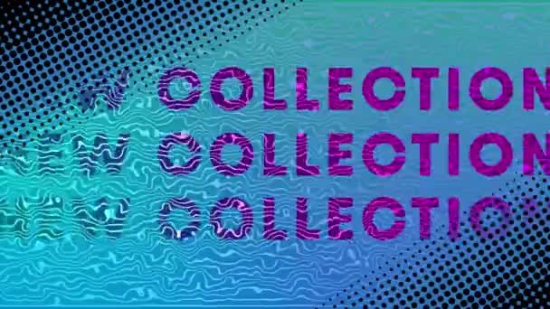 紫色の背景に繰り返し新しいコレクションテキストのアニメーション 小売とショッピングのコンセプトデジタルで生成されたビデオ — ストック動画