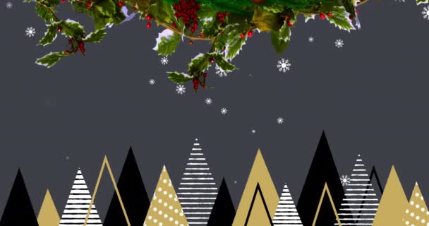 Animación Ramas Abeto Sobre Patrón Árbol Navidad Navidad Tradición Concepto — Vídeos de Stock