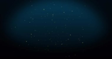 Mavi arka planda yüzen beyaz noktaların animasyonu. ışık, renk ve hareket konsepti dijital olarak oluşturulmuş video.