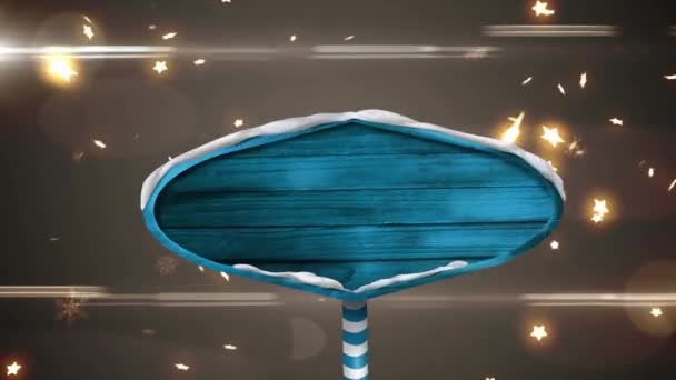 Animation Eines Blauen Holzbretts Mit Kopierraum Mit Glühenden Sternen Die — Stockvideo