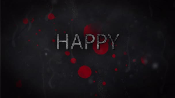 Animación Texto Feliz Halloween Sobre Manchas Sangre Sobre Fondo Negro — Vídeo de stock