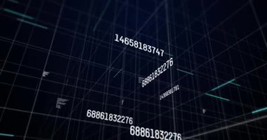 Siyah arkaplanda veri işleme animasyonu. küresel iş, veri işleme ve dijital arayüz kavramı dijital olarak oluşturulmuş video.